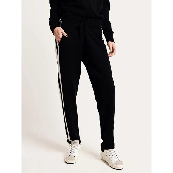 ATM Black Tuxedo Stripe Cashmere Blend Knit Pants Womens Size XS - Picture 2 of 9